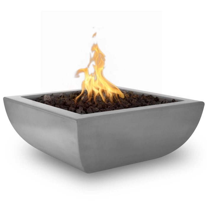24" Avalon GFRC Fire Bowl - Match Lit in Natural Gray