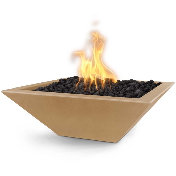 24" Maya GFRC Fire Bowl - Match Lit in Brown