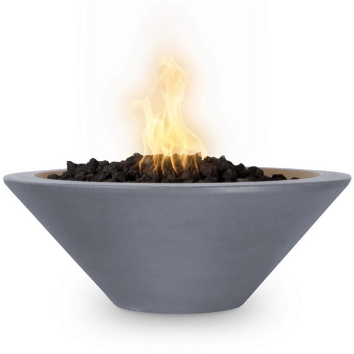 24" Cazo GFRC Fire Bowl - Match Lit in Gray