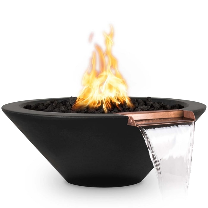 24" Cazo GFRC Fire & Water Bowl Match Lit in Black