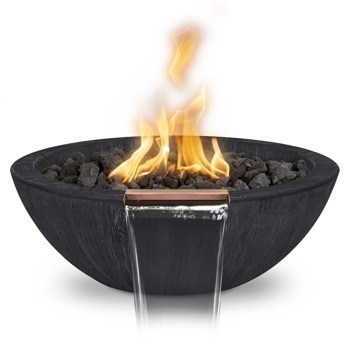 27" Sedona Wood Grain Fire and Water Bowl - Match Lit in Ebony