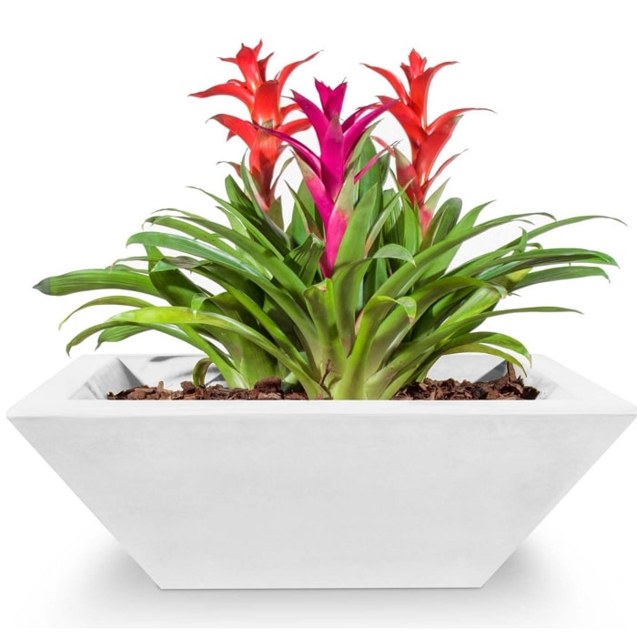 30" Maya GFRC Planter Bowl in White Limestone