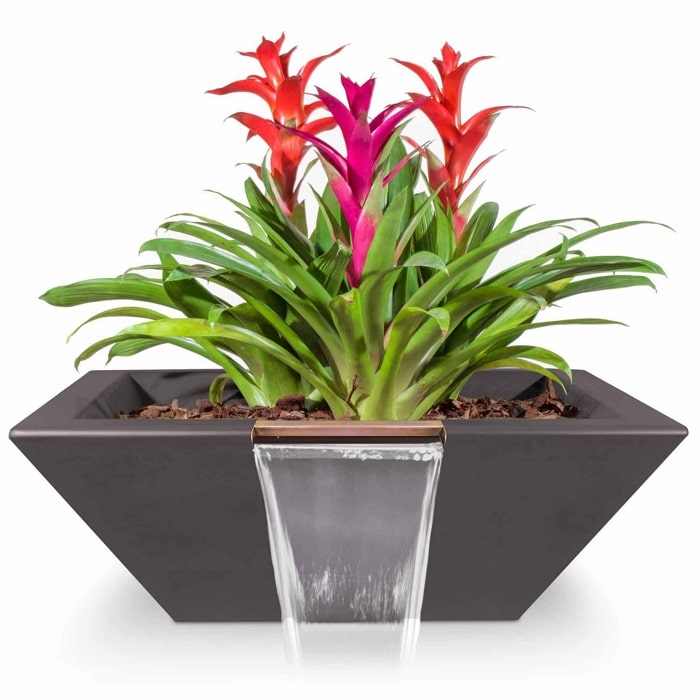30" Maya GFRC Planter Bowl with Water in Chestnut