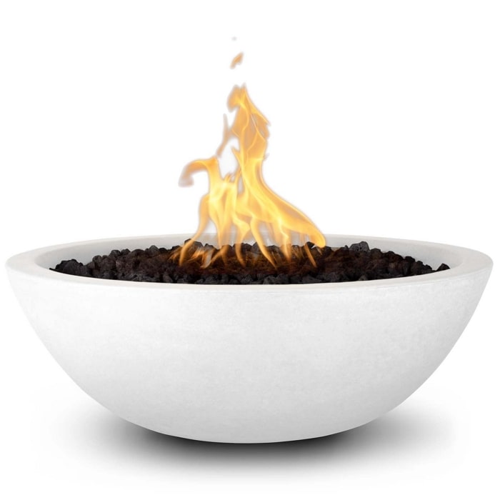 33" Sedona GFRC Fire Bowl - Match Lit in White Limestone