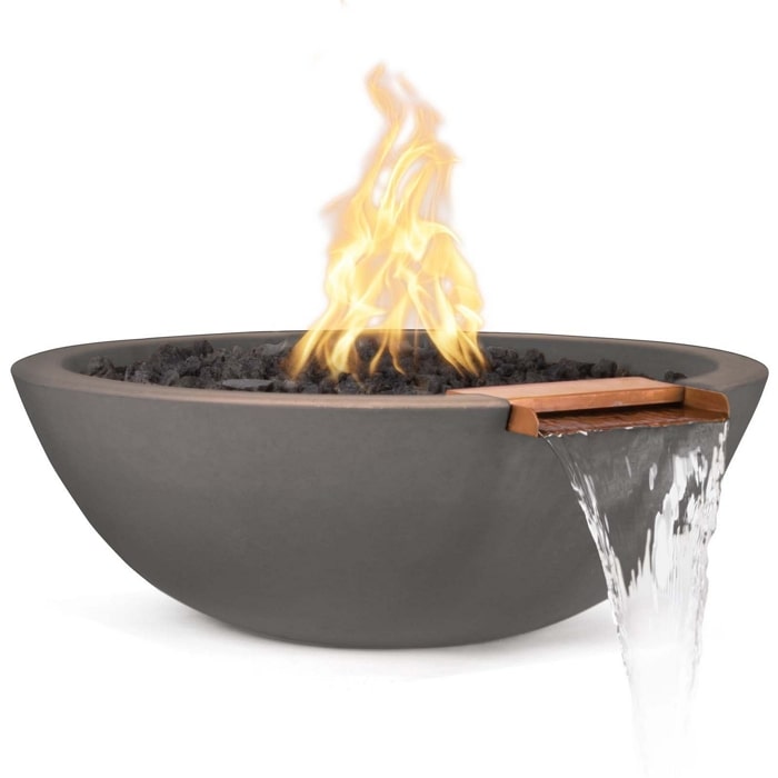 33" Sedona GFRC Fire & Water Bowl - Match Lit in Chestnut