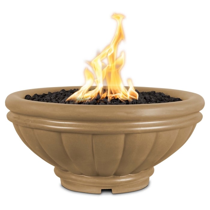 36" Roma GFRC Concrete Fire Bowl - Match Lit in Brown
