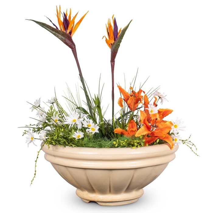 36" Roma GFRC Concrete Planter Bowl in Vanilla