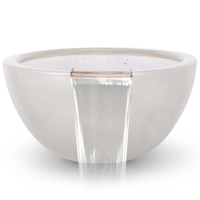 38" Luna GFRC Water Bowl in White Limestone