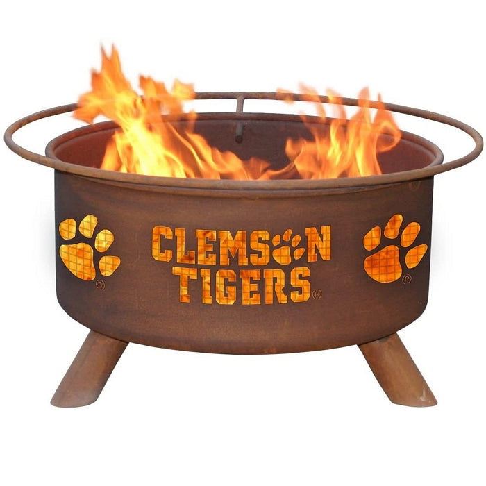 Clemson F222 Steel Fire Pit by Patina Products with white background.
