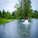 Scott Aerator Boilermaker Surface Aerator 3/4HP in a Large Pond with Trees and Grasses Background