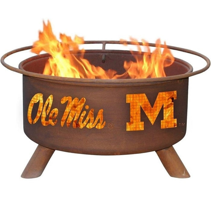 Ole Miss Fire F242 Steel Pit by Patina Products with white background.