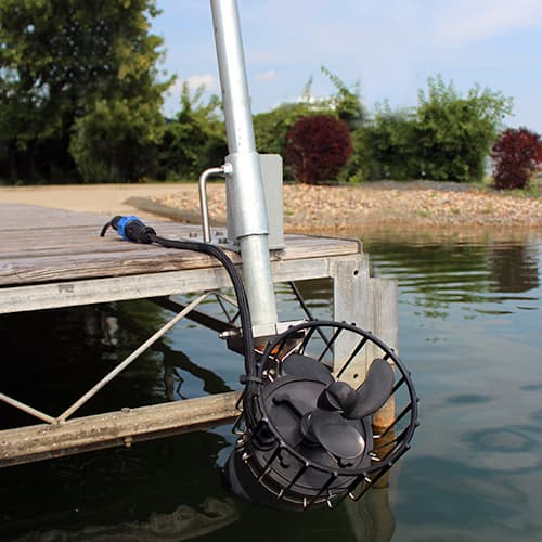 Kasco Industrial Mount attached to a dock.