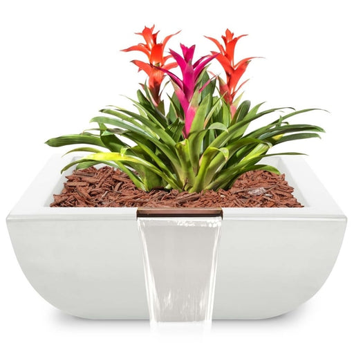 24" Avalon GFRC Planter Bowl with Water in White Limestone