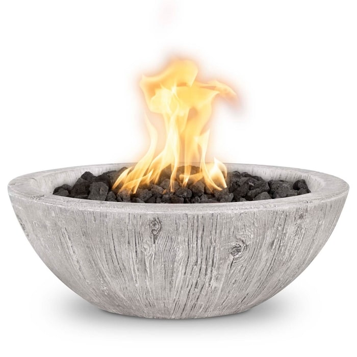 27" Sedona Wood Grain Fire Bowl - 12V Electronic Ignition in Ivory