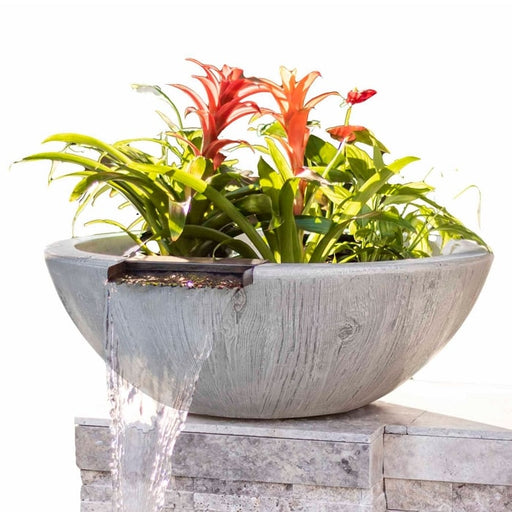 27" Sedona Wood Grain Planter & Water Bowl in Ivory