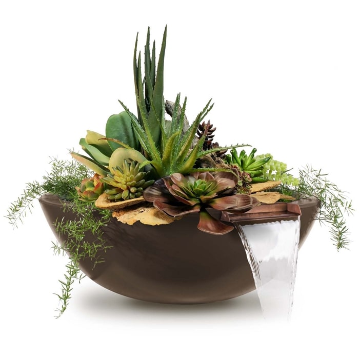 27" Sedona GFRC Planter Bowl with Water in Chocolate