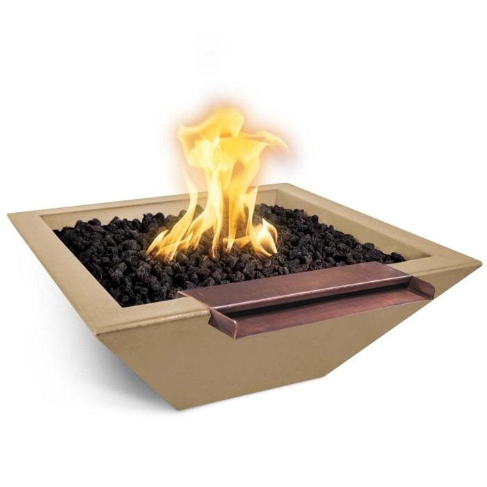 The Outdoor Plus 36" Maya GFRC Fire & Wide Spill Water Bowl - 12V Electronic Ignition