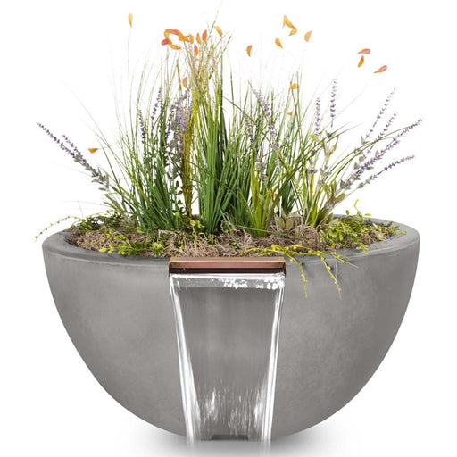 38" Luna GFRC Planter Bowl with Water in Natural Gray