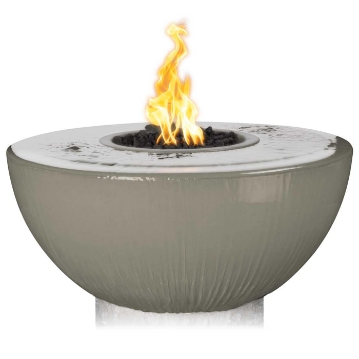 38" Sedona GFRC Fire & Water Bowl - 360° Spill - Match Lit in Ash