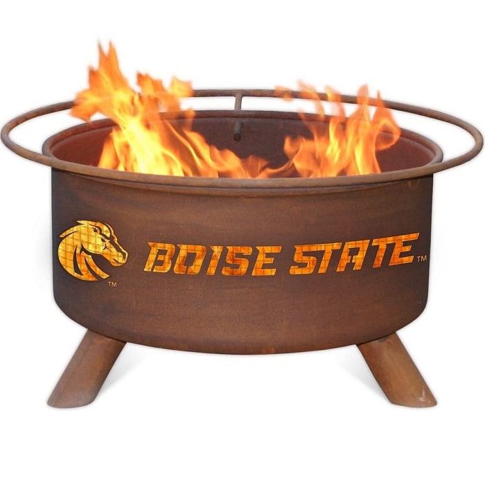 Boise State F234 Steel Fire Pit by Patina Products with white background.