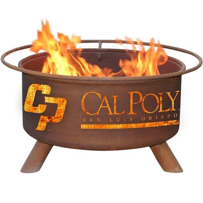 Cal Poly San Luis Obispo F235 Steel Fire Pit by Patina Products with white background.