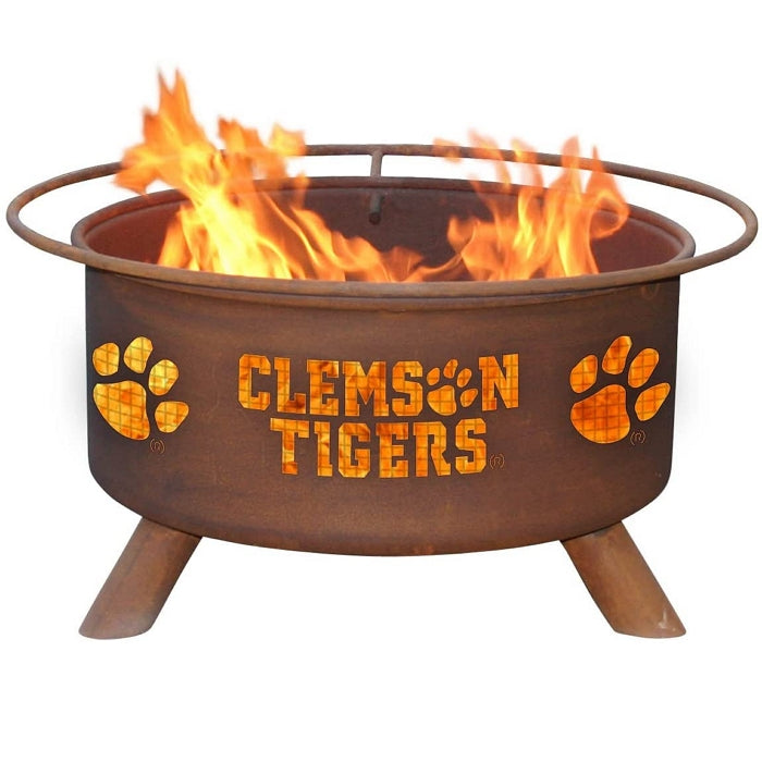 Clemson F222 Steel Fire Pit by Patina Products with white background.