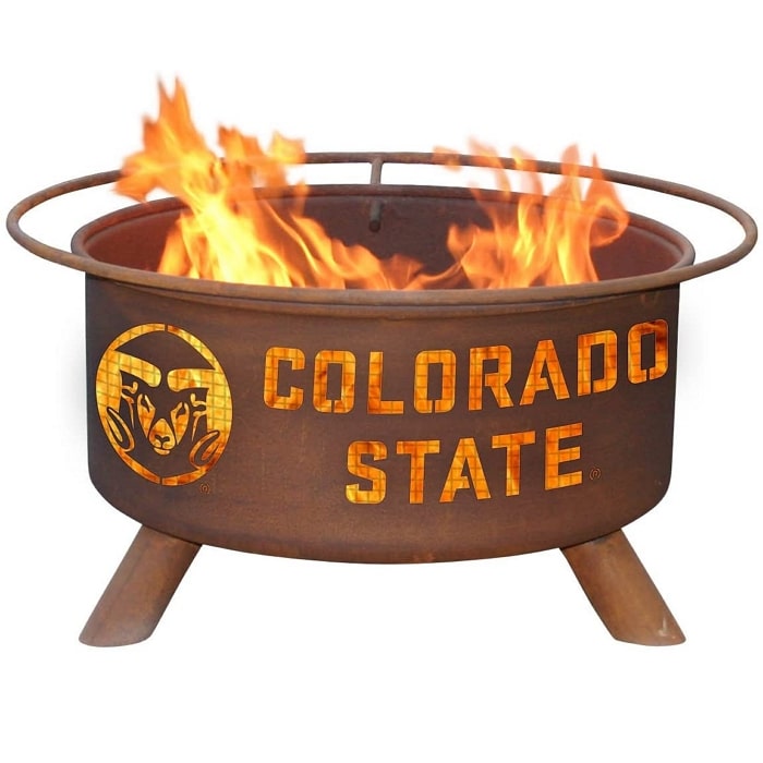 Colorado State F469 Steel Fire Pit by Patina Products with white background.