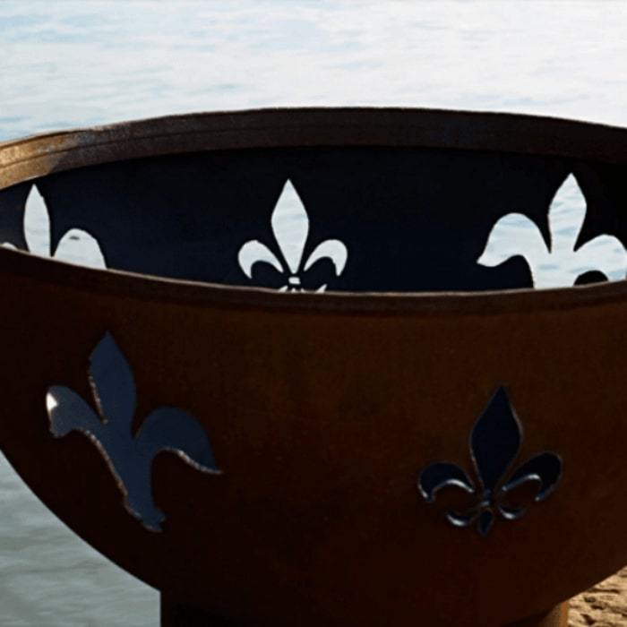 Fleur De Lis 36" Fire Pit by Fire Pit Art with no Fire