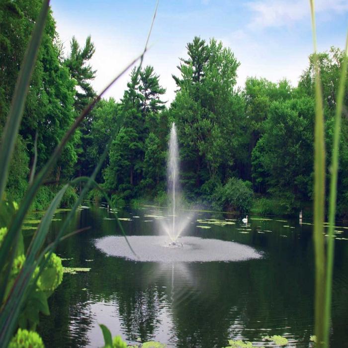 Image of the Scott Aerator Skyward Pond Fountain 1/2HP Shooting Water in a Pond