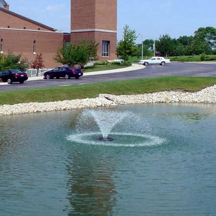 Kasco 2400VFX 1/2HP 120V Pond Aerator Fountain with Cars and Building Background