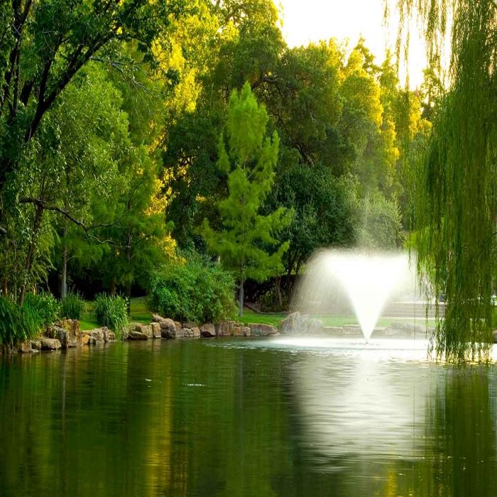 Image of the Scott Aerator DA-20 Display Fountain Aerator 3HP in a Pond with Trees Everywhere