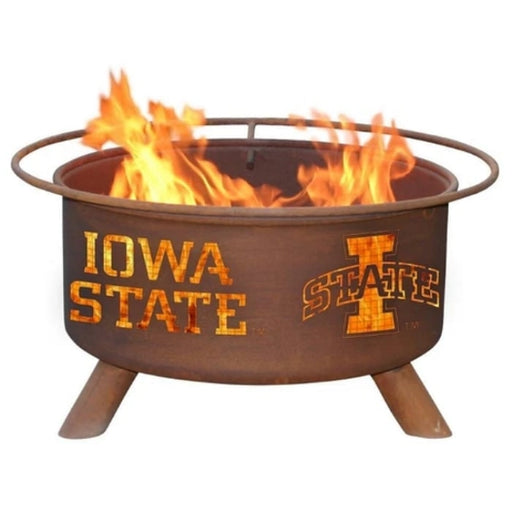 Iowa State F247 Steel Fire Pit by Patina Products with white background.