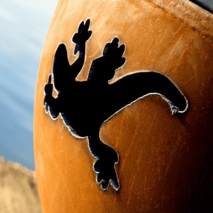 Kokopelli 36" Steel Fire Pit by Fire Pit Art with Reptile Image