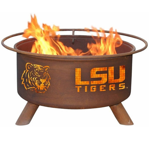 LSU F221 Steel Fire Pit by Patina Products with white background.