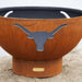 Longhorn 36" Steel Fire Pit by Fire Pit Art With A Close Up Image of the Longhorn