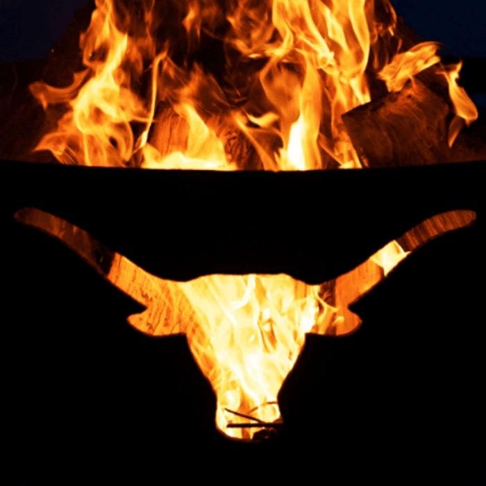 Longhorn 36" Steel Fire Pit by Fire Pit Art with Fire Inside the Firepit