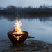 Longhorn 36" Steel Fire Pit by Fire Pit Art with Firewood Burning Inside 