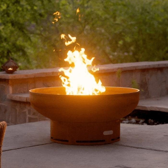 Low Boy 36" Steel Fire Pit by Fire Pit Art with Fire Inside the Firepit
