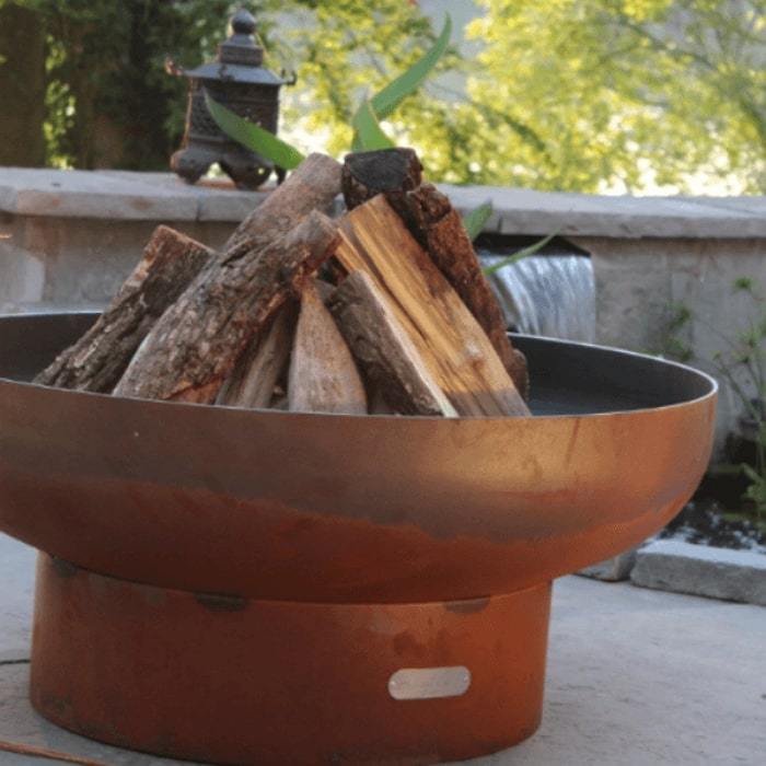 Low Boy 36" Steel Fire Pit by Fire Pit Art with Firewoods