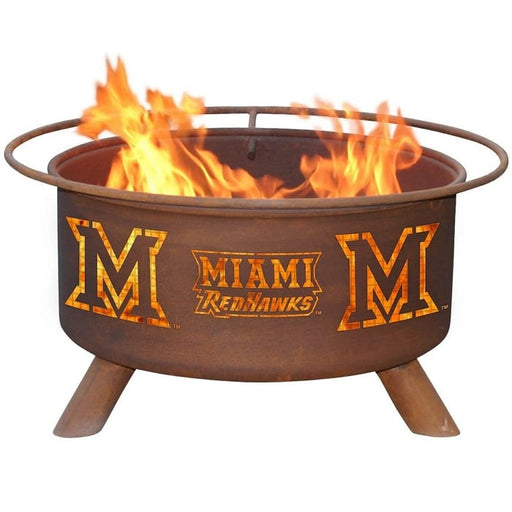 Miami (Ohio) F471 Steel Fire Pit by Patina Products with white background.
