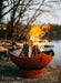 Namaste 36" Steel Fire Pit by Fire Pit Art with Firewoods Burning