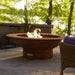 Saturn Steel Fire Pit by Fire Pit Art with Tress Background
