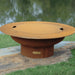 Saturn Steel Fire Pit with Lid by Fire Pit Art with Green Grasses Background