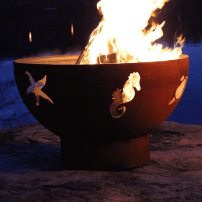 Sea Creatures 36" Steel Fire Pit by Fire Pit Art