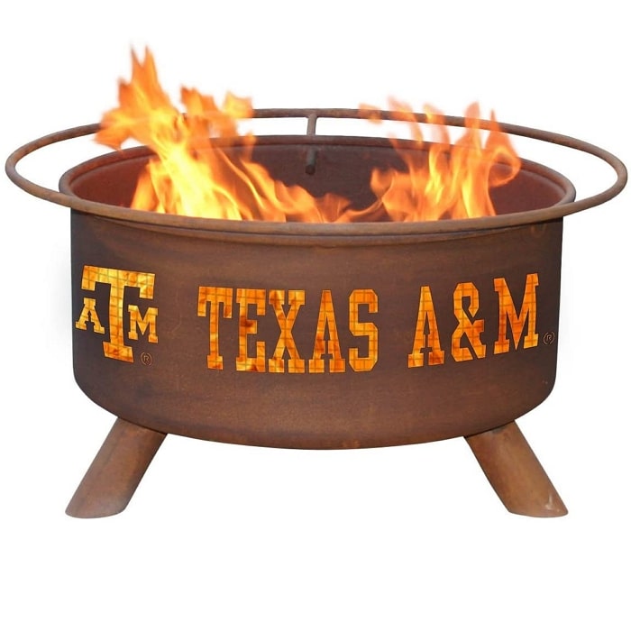 Texas A&M F232 Steel Fire Pit by Patina Products with white background.