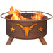 Texas Longhorn F202 Steel Fire Pit by Patina Products with white background.