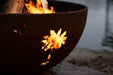 Tropical Moon 36" Steel Fire Pit by Fire Pit Art with Firewood Burning Inside the Pit