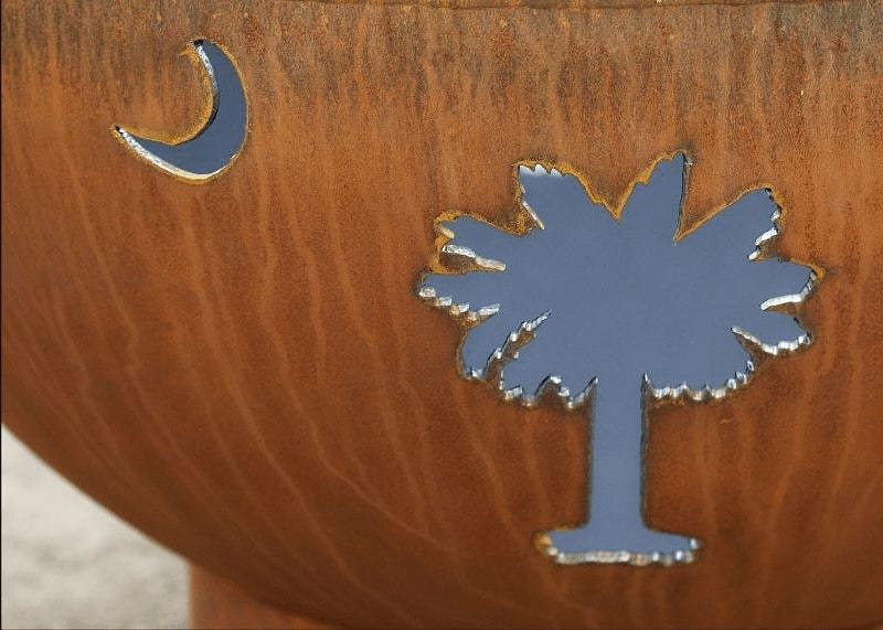 Tropical Moon 36" Steel Fire Pit by Fire Pit Art with Trees and Moon Image